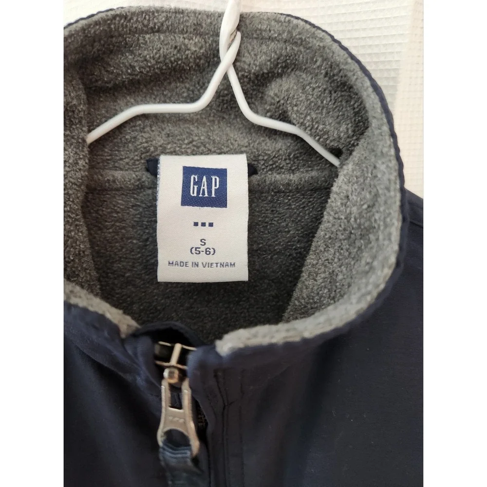 Vintage‎ 90s Gap Navy Blue White Stripe Fleece Lined Zip Jacket Kids Size S/5-6